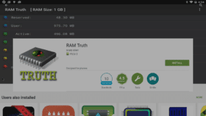 RAM Truth i Play Store Sök Entry Klickad