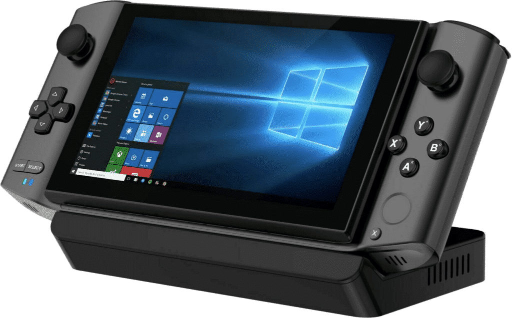 GPD WIN 3 Matte Black Colour - Frontal Angle View While In Docking Station