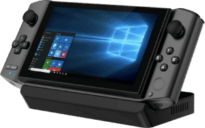 GPD WIN 3 Matte Black Colour - Frontal Angle View While In Docking Station