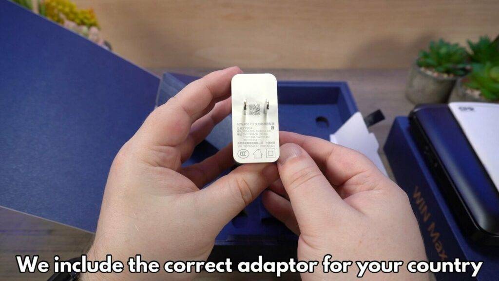We include the correct adaptor for your country