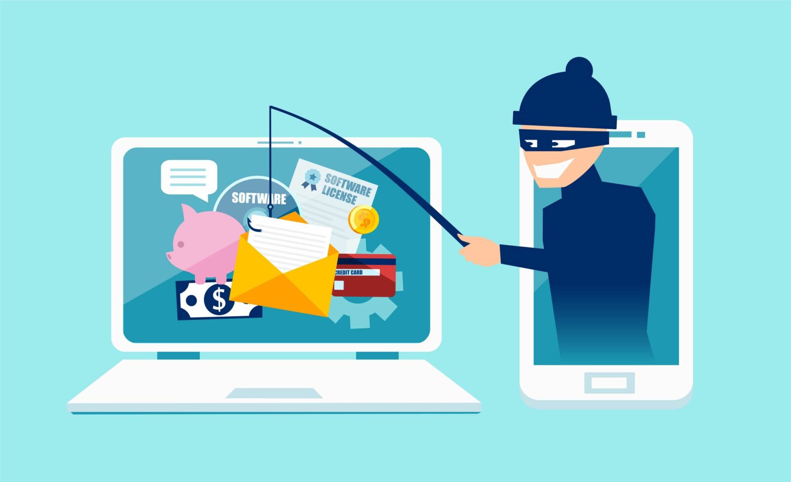 Your online security - Why should you care? Image showing scammer stealing data