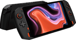 One Netbook ONEXPLAYER Front and Rear Shoulder View