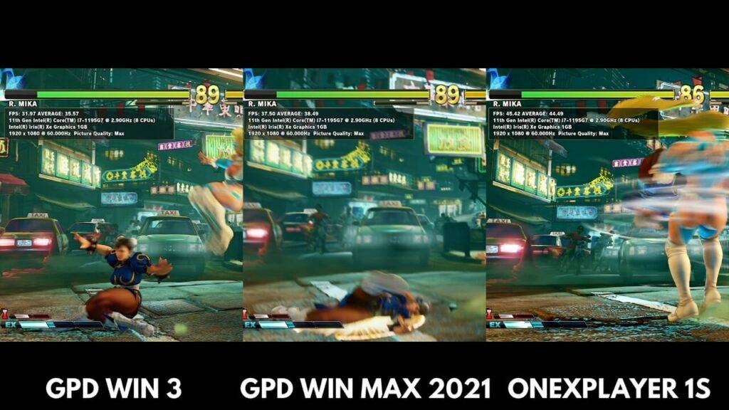 Street Fighter V GPD Win 3 vs GPD Win MAX 2021 vs ONEXPLAYER 1S