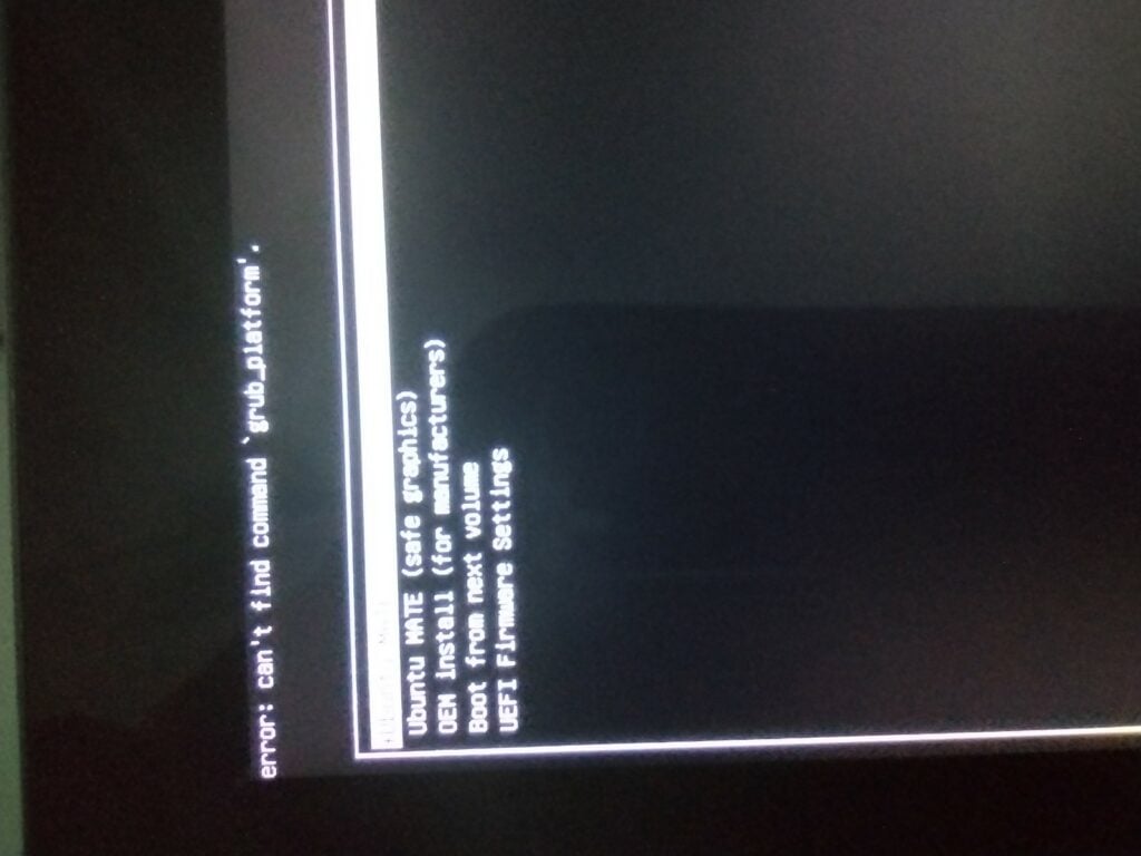 GRUB Screen - Ubuntu MATE on GPD Pocket 3