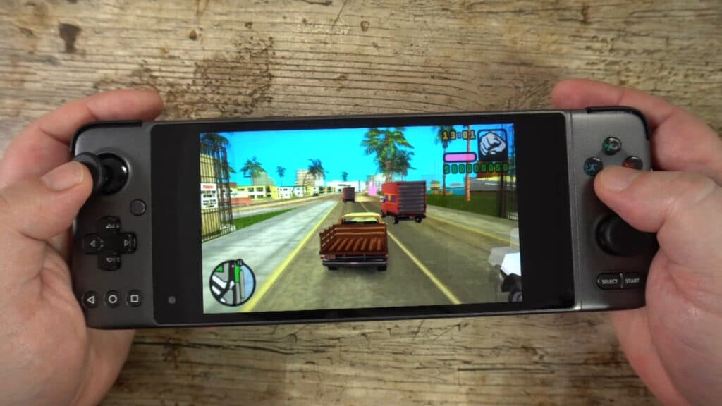 PSP-emulaattori GPD XP:ssä, jossa GTA Vice City pyörii