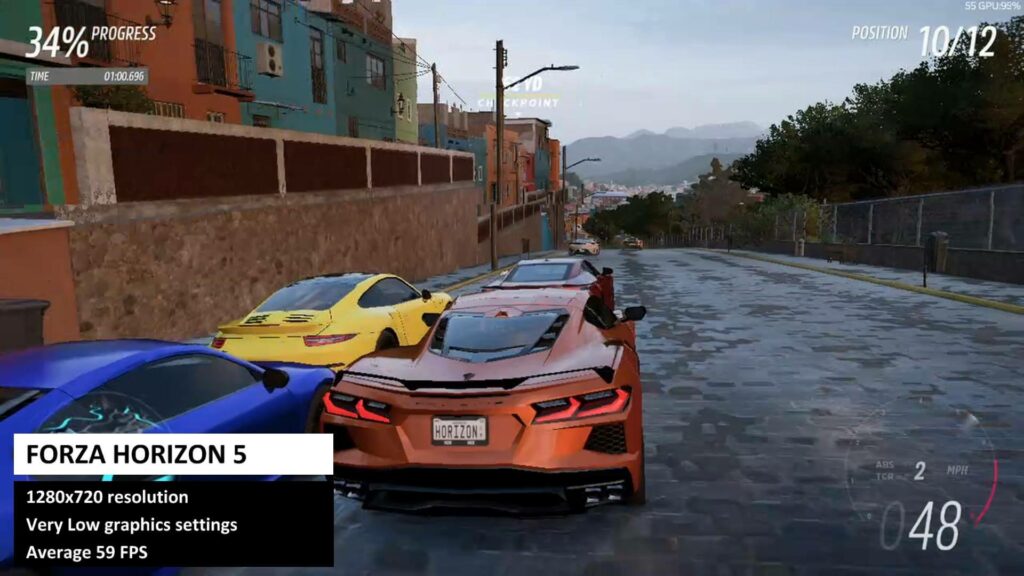 Resultado do teste de referência do Forza Horizon 5