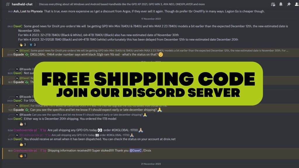 Únase a nuestro servidor Discord para obtener un código de envío GRATUITO.