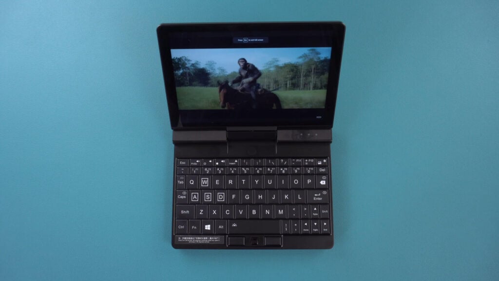 ONE Netbook A1 Pro playing a film