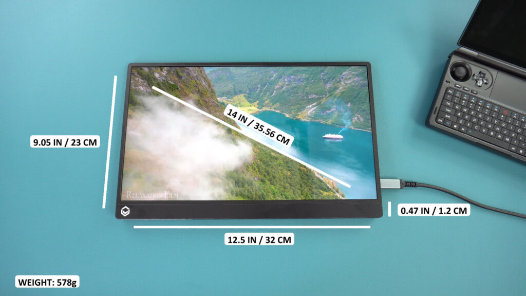 DroiX PM14 portable monitor dimensions