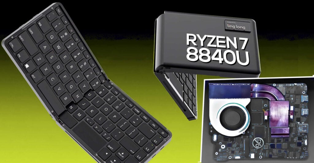 AMD Ryzen 7 8840U PC inside a folding keyboard