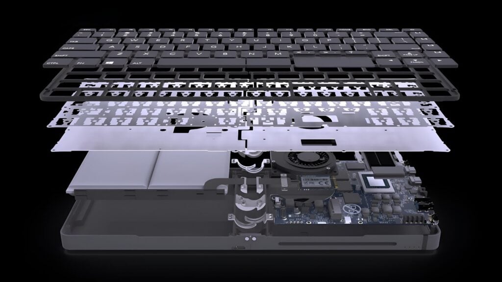 Vikbart tangentbord PC intern uppdelning