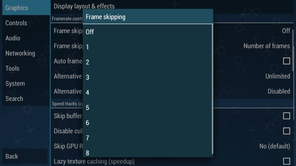 Frame Skipping can help improve performance on lower end handhelds