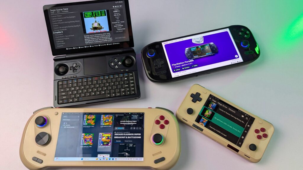 Just four of the many retro handheld front-ends for PC and Android