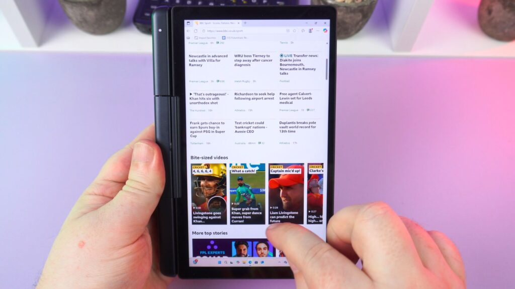 GPD MicroPC 2 mini laptop in tablet mode