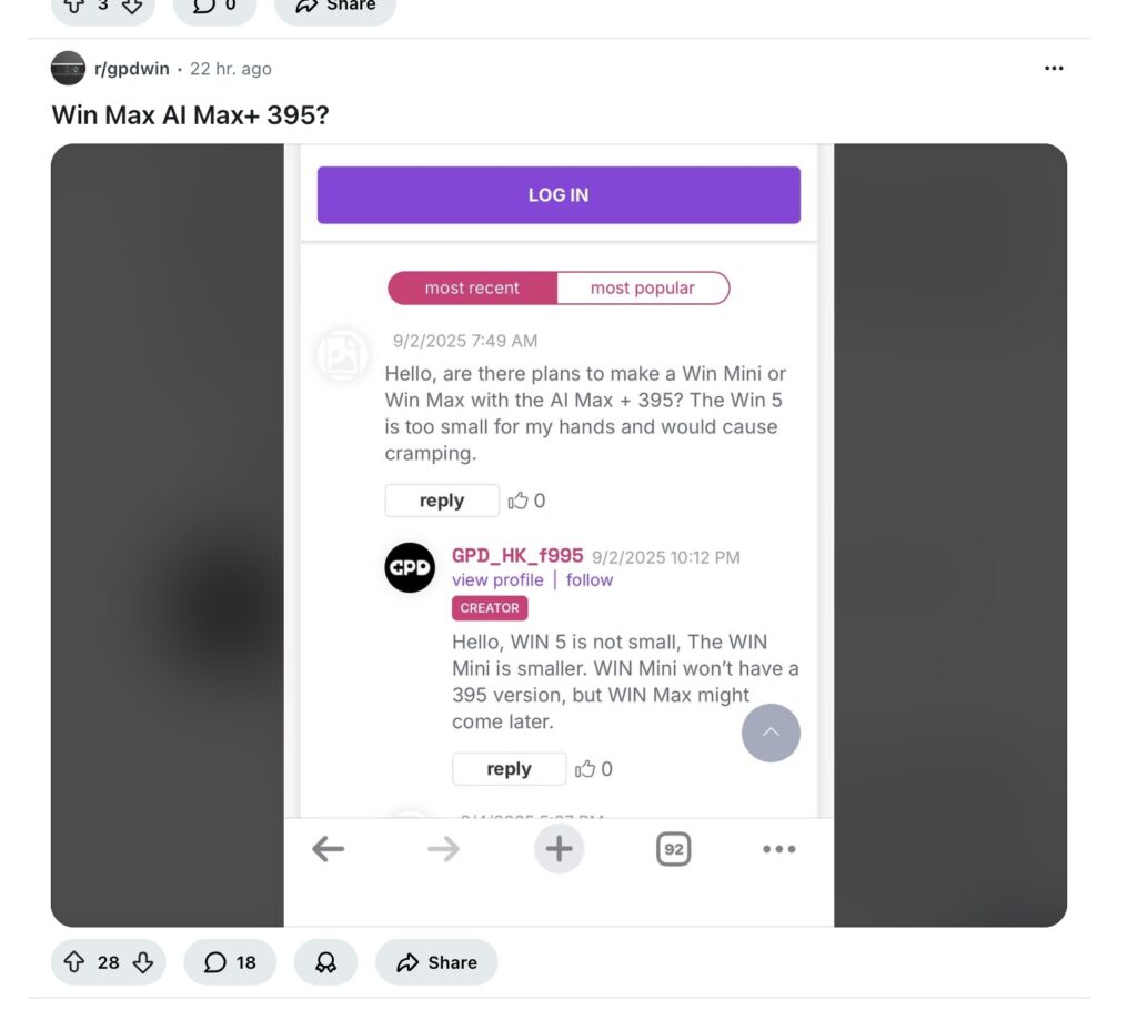 GPD WIN MAX 3 predictions