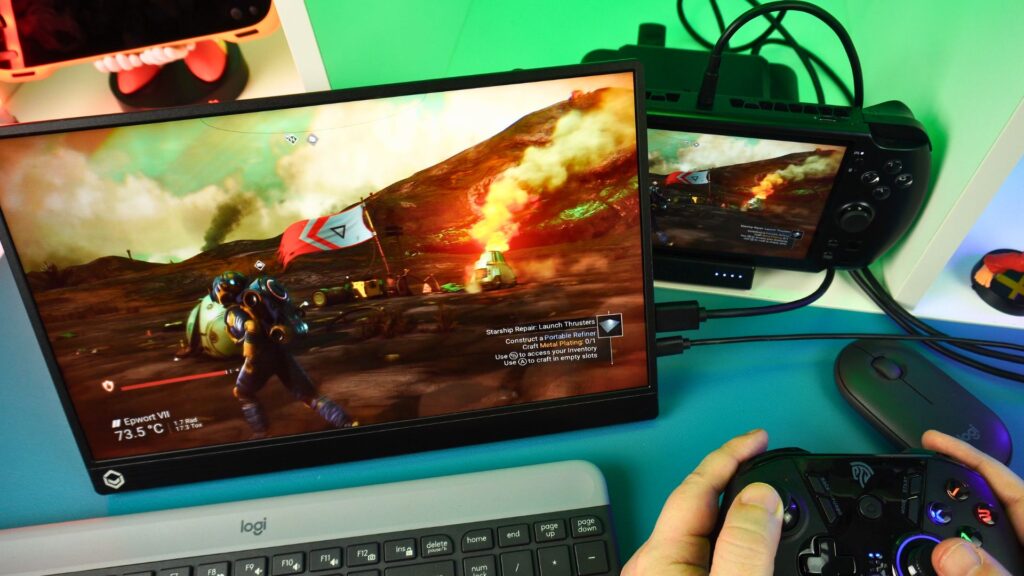 The dock with peripherals connected