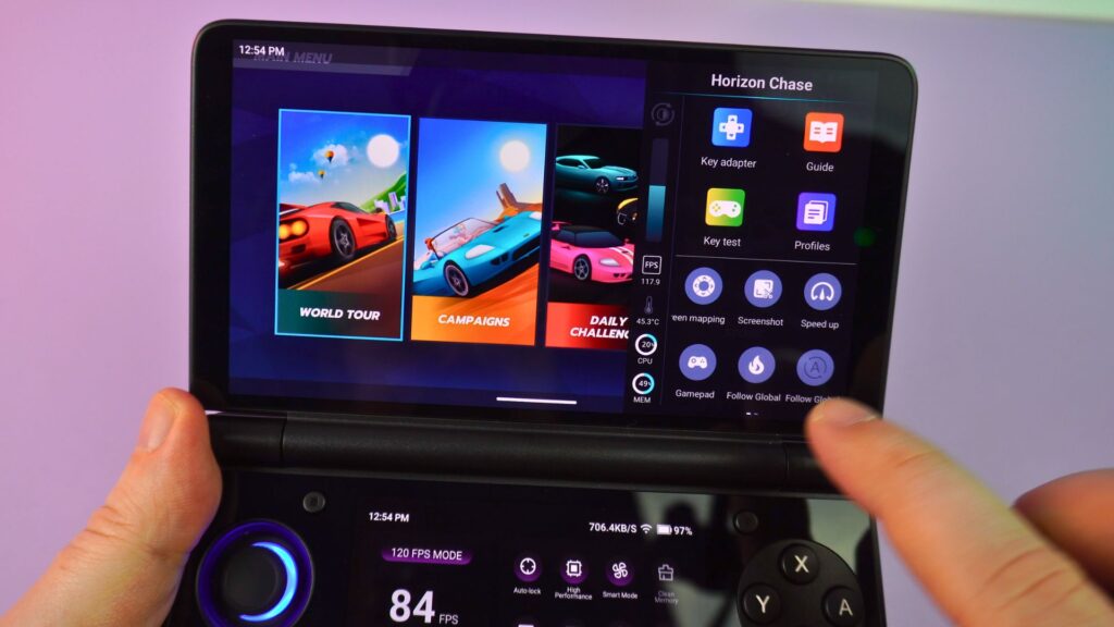 AYN Thor performance overlay and second-screen control menu