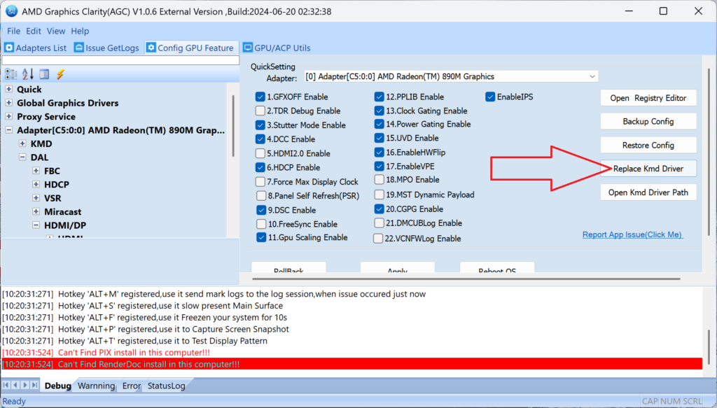 Click on Replace Kmd Driver