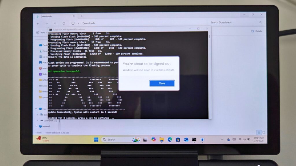 Updating GPD MicroPC 2 BIOS - Automatic Reboot