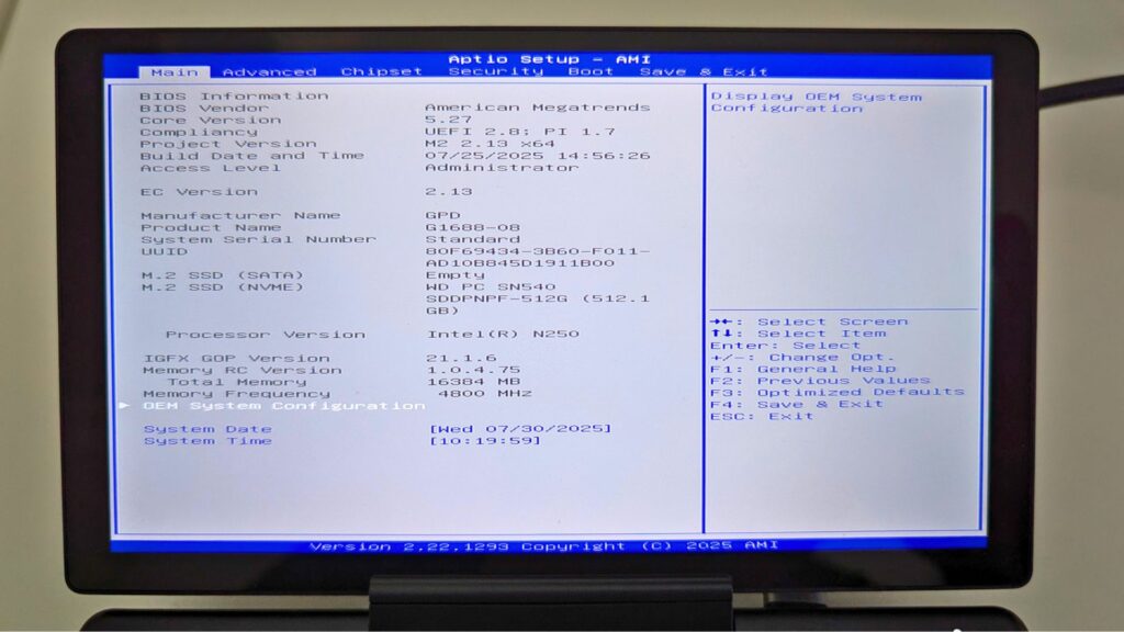 Updating GPD MicroPC 2 BIOS - BIOS updated