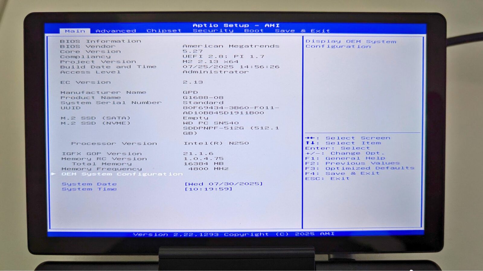 Updating GPD MicroPC 2 BIOS - BIOS updated
