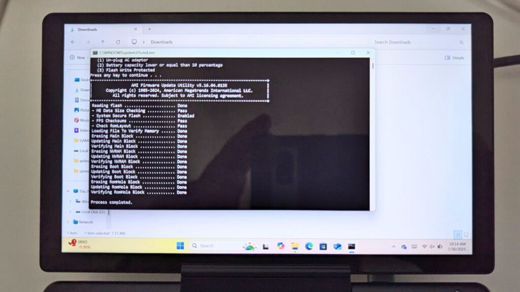 Updating GPD MicroPC 2 BIOS - Process completed