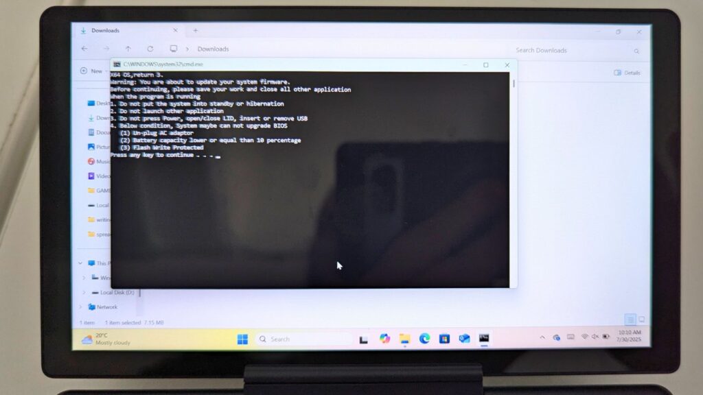 Updating GPD MicroPC 2 BIOS - Step 1