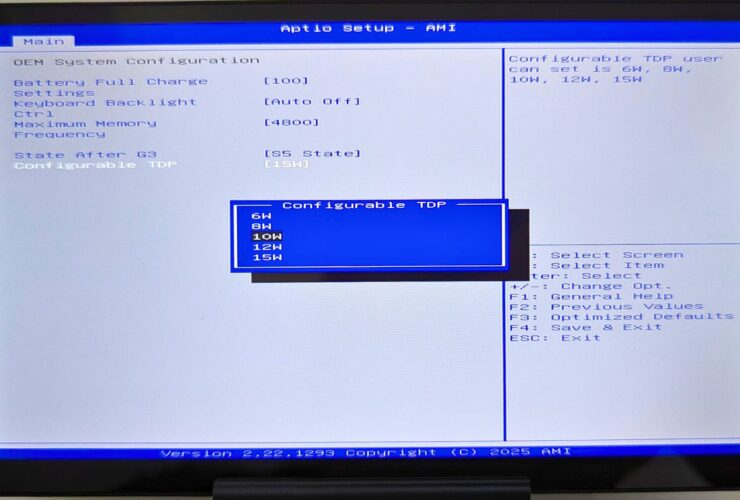 GPD MicroPC 2 TDP Selection