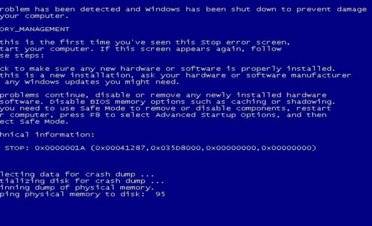 Windows Blue Screen Warning