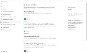 Windows Core Isolation