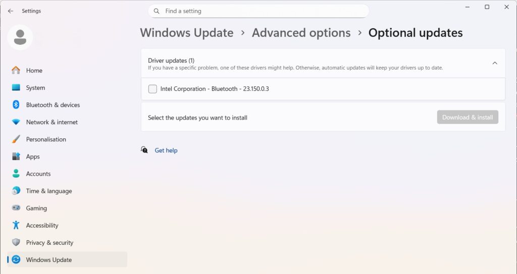 Windows Install Optional Updates