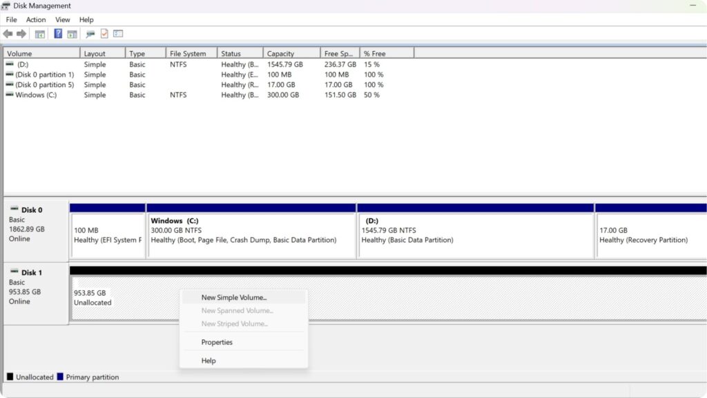 Righ Click on the Mini SSD disk and choose New Simple Volume