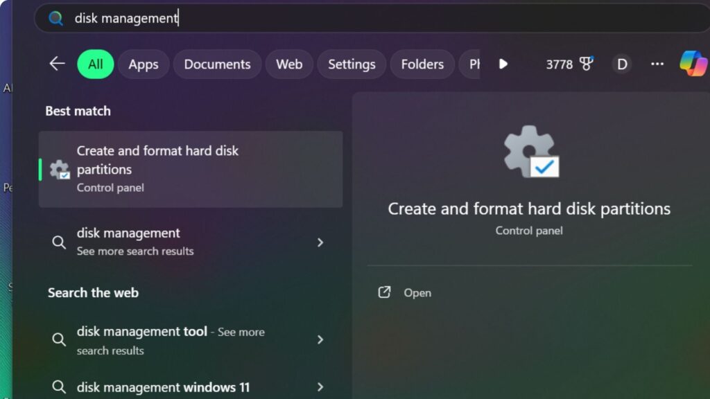 Search for Disk Manager