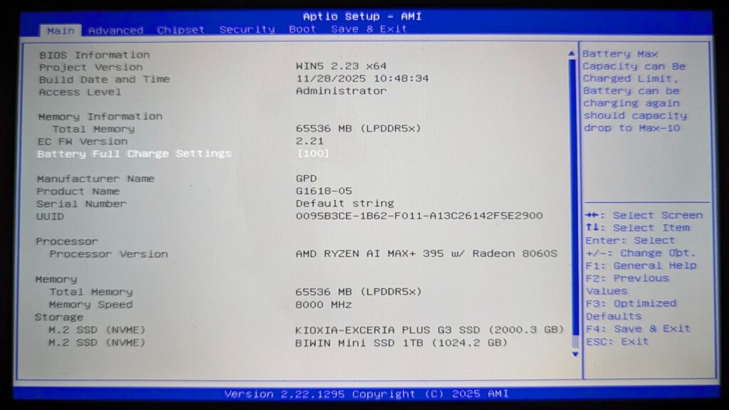 GPD WIN 5 BIOS Update - Check BIOS version