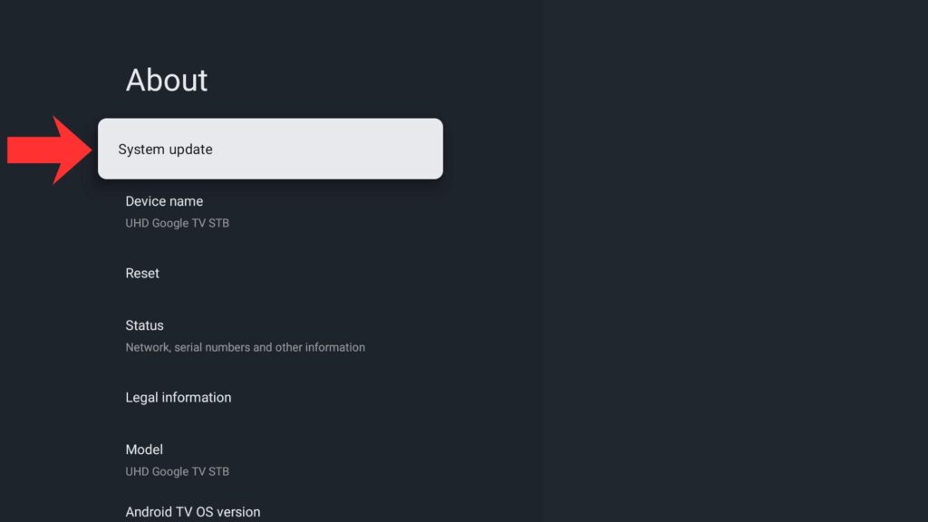 Choose System Update