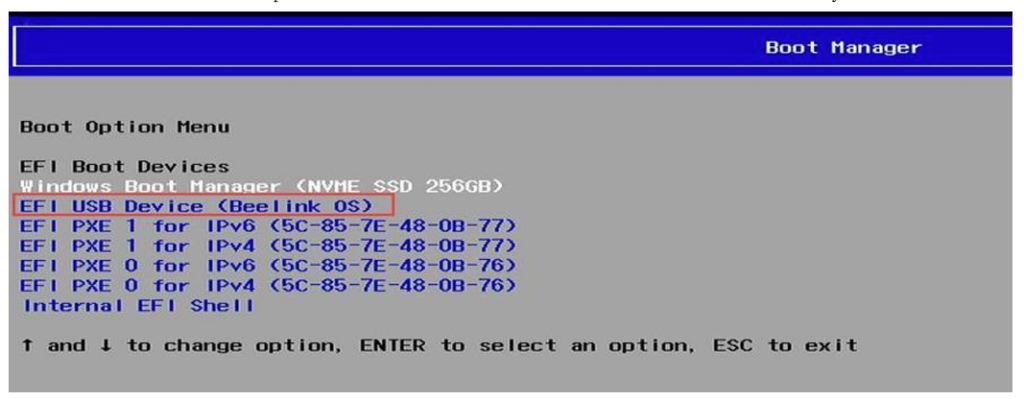 Beelink SER8 BIOS Boot Manager