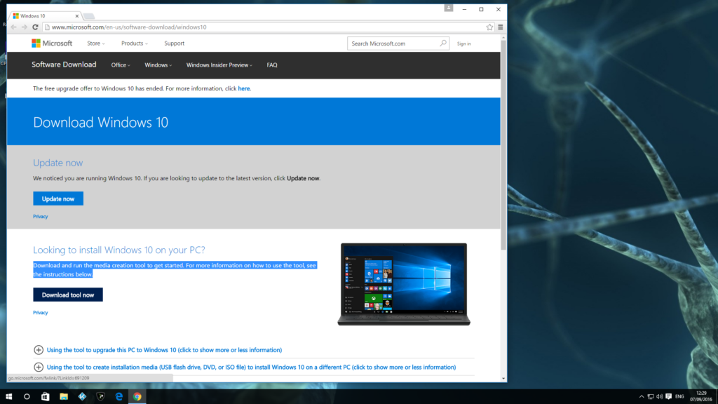1 Verktyg för skapande av media Windows 10 årsuppdatering