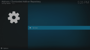 Kodi 17 LibreELEC Kodi Add-ons Install From Repository Repo Entered Services Highlighted