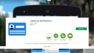 Play Store Heads Up Notifications Page