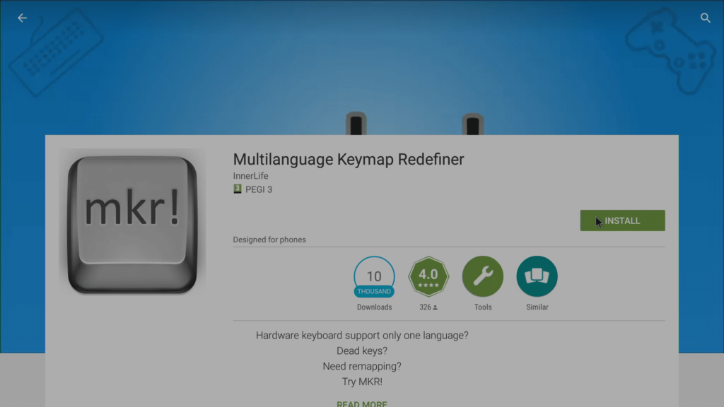 Klicken Sie auf Install Multilanguage Keymap Redefiner