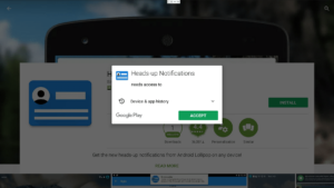 Play Store Heads Up Notifications Accept Permissions