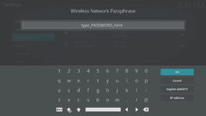 LibreELEC 8.0.2 LibreELEC Configuration b Connections Area WiFi Network Password Entry Onscreen Keyboard