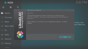 LibreELEC 8.0.2 Assistent Erster Bildschirm Willkommen