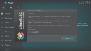 LibreELEC 8.0.2 Assistente Segunda tela Hostname