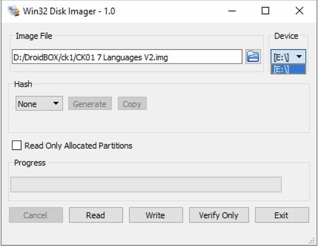 WIN32 Generador de imágenes de disco