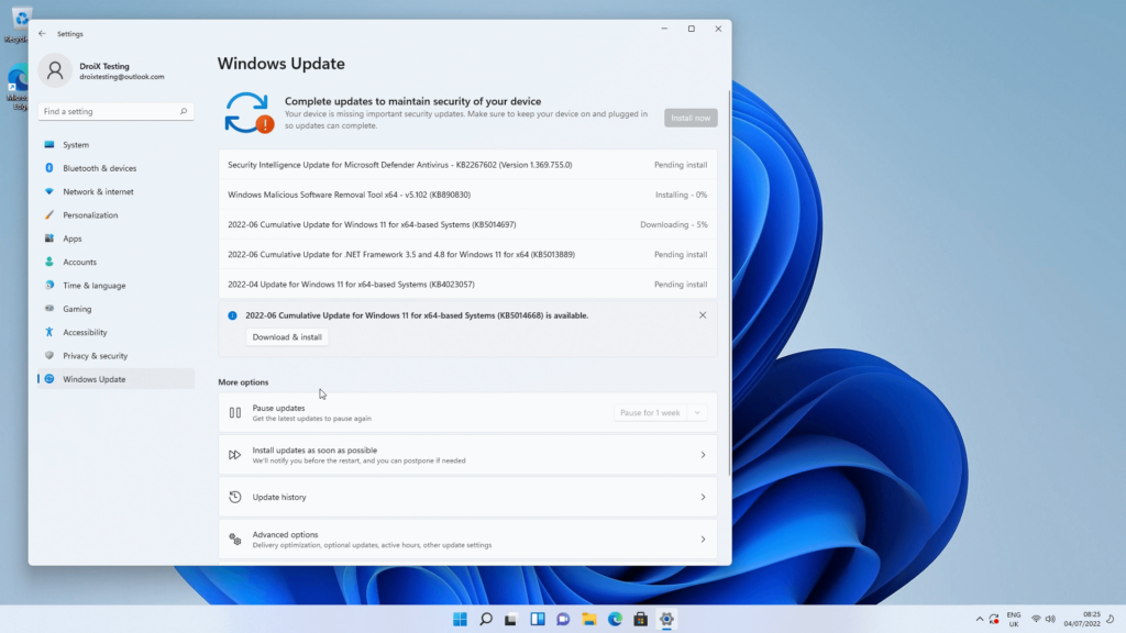 Windows 11 oppdatering