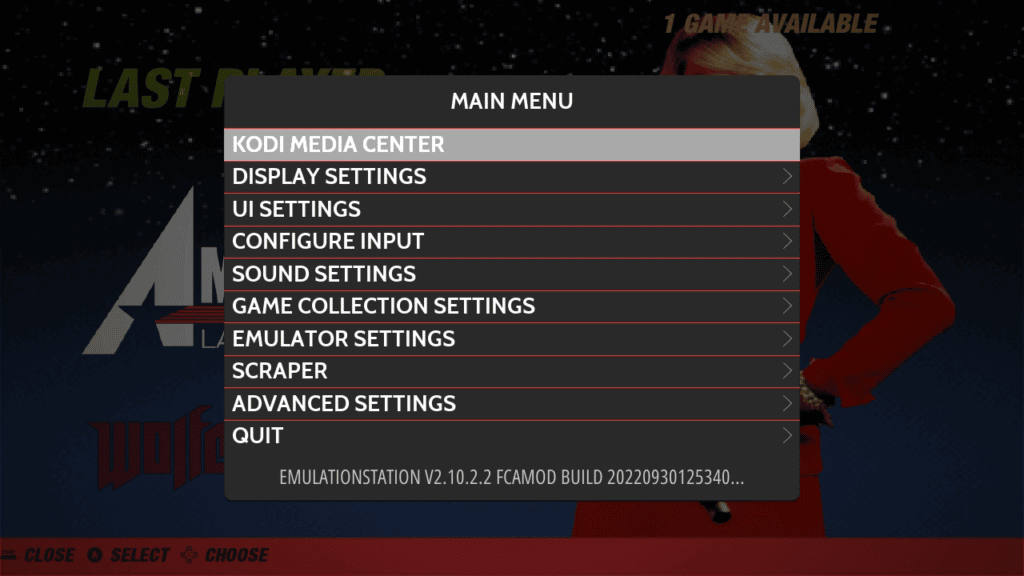 ArkOS Settings menu