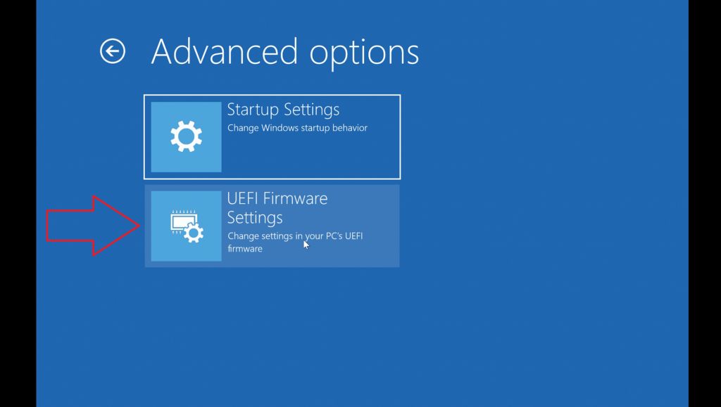 Escolha Definições de Firmware UEFI