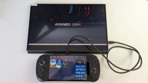 Portable monitor with AYA NEO Geek handheld gaming PC