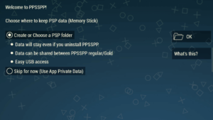 Écran de configuration du PPSSPP